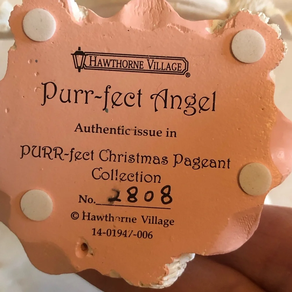 Hawthorne Village Purr-fect Christmas Pageant Cat Figurine Purr-fect Angel #2808